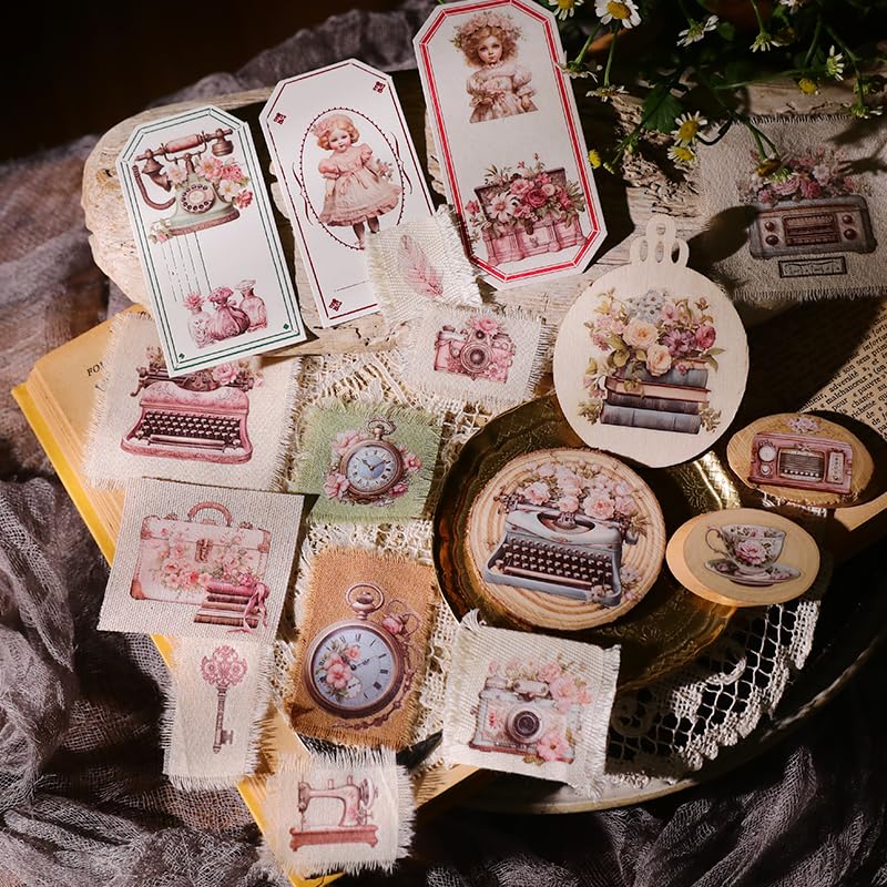 CATaireen Rub On Transfers Stickers 2 Sheets for Crafts Cloth Glass Acrylic Wood Furniture Small Vintage Junk Journal Supplies Scrapbooking Items Christmas Thanksgiving (Pink Typewriter) - Image 4
